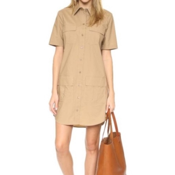 Equipment Dresses & Skirts - Equipment Remy Khaki Utility Cotton Shirt Dress